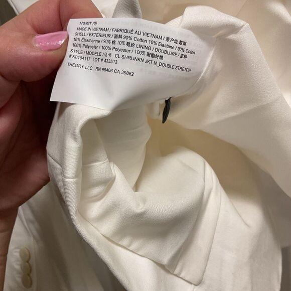 NWT Theory white Blazer sz.8/6 - Picture 10 of 11